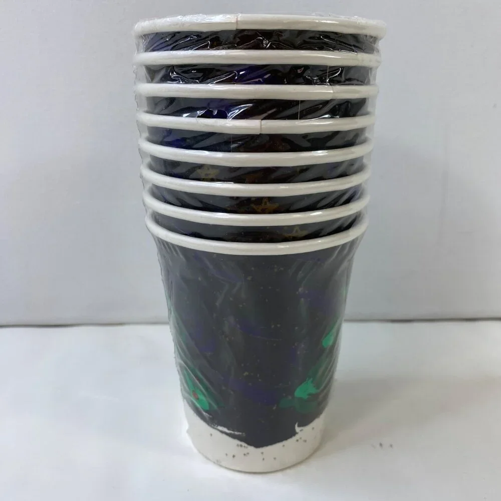 Amscan Holiday Tree 2-Pack 8 Cups 9oz Festive Green Guest Towels Set